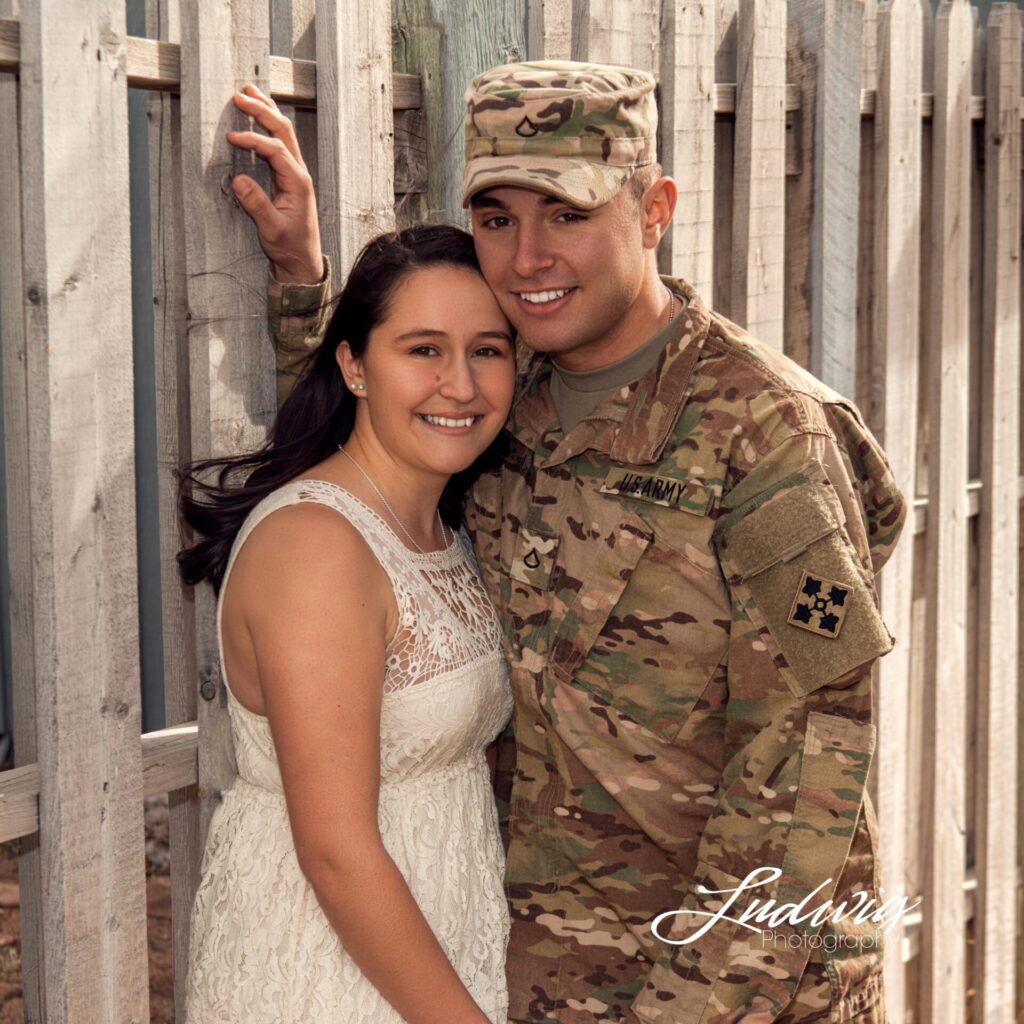 Couples photoshoot with a military uniform