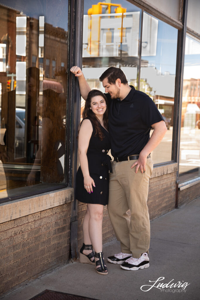 a young couple in downtown laramie wyoming