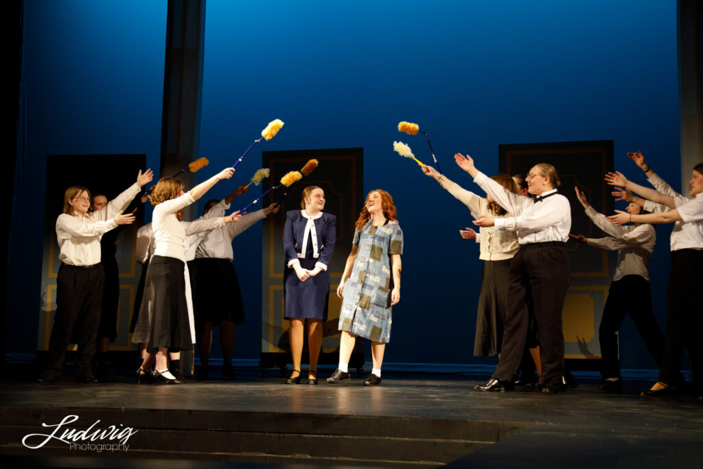 Performers on stage during Laramie High School's performance of Annie