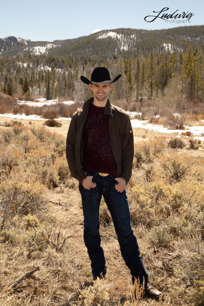 Portrait of a cowboy at Happy Jack in Laramie Wyoming. Ludwig Photography