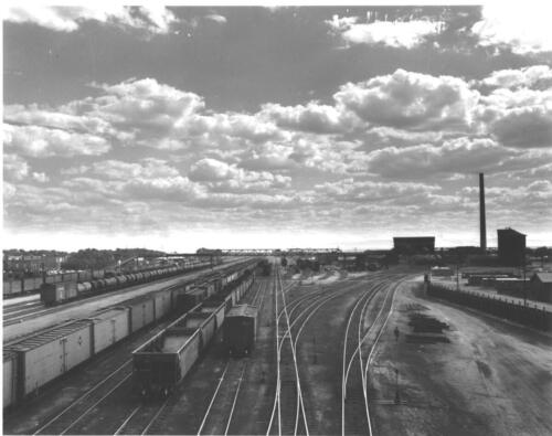 the trainyard in Laramie, Wyoming